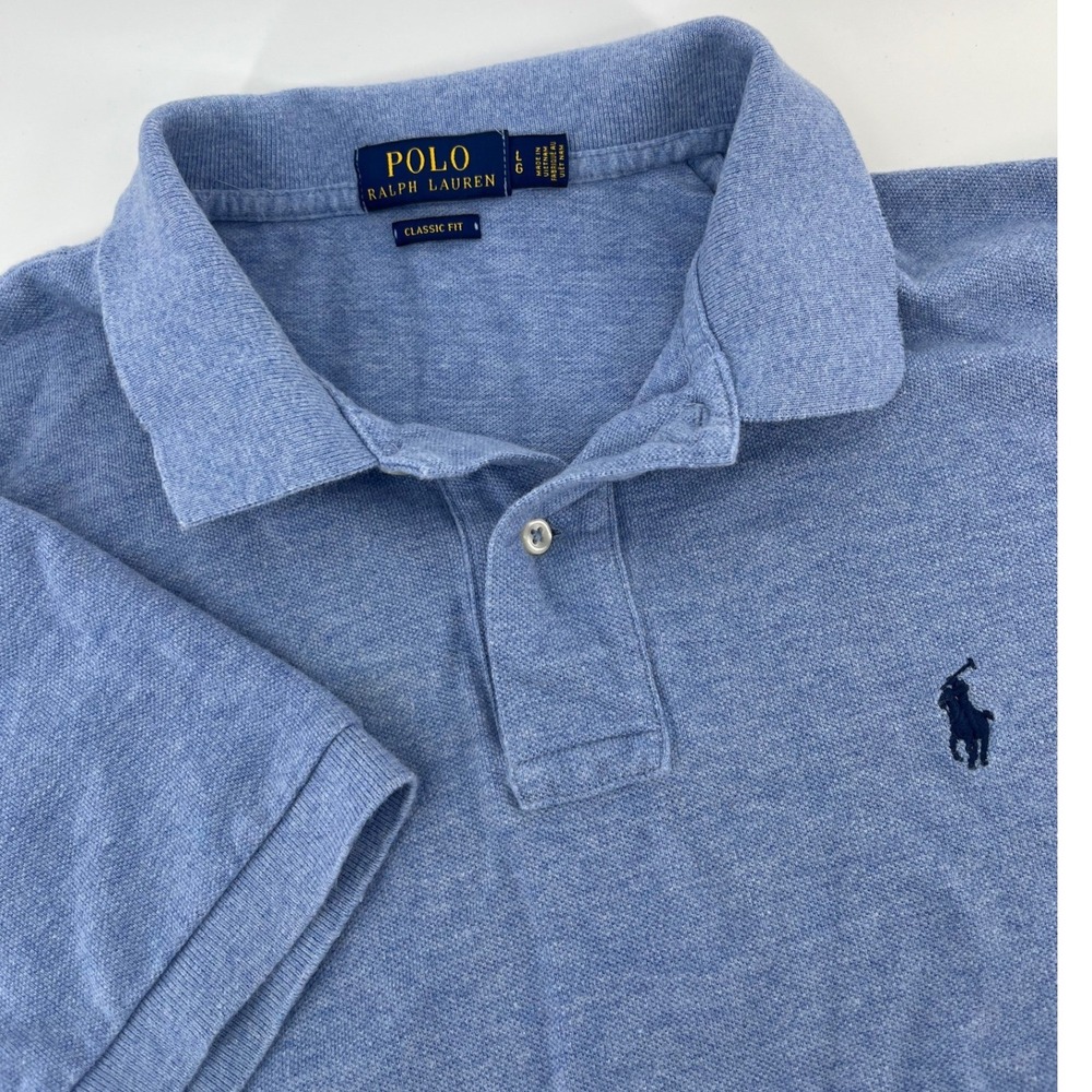 Polo Ralph Lauren Polo Shirt Mens Large Blue Classic Fit Short Sleeve Pony Logo